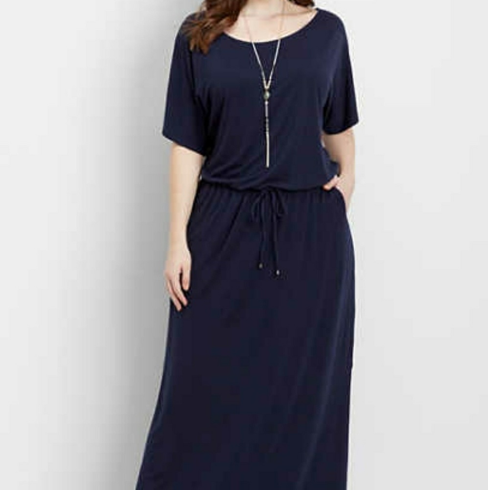 MAURICES-Navy Off the Shoulder Maxi Dress